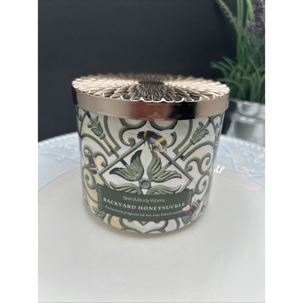 Bath & Body Works Backyard Honeysuckle Candle Scented 3-Wick NEW 2025 - Picture 3 of 6